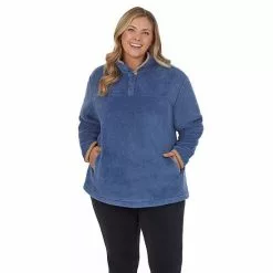 Plus Size Koolaburra By UGG Sherpa Pullover With Faux Suede Trim Blue -Koolaburra Boots Shop unnamed file 1280