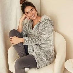 Women's Koolaburra By UGG Plush Hooded Zip Robe With Kangaroo Pocket Old Rose -Koolaburra Boots Shop unnamed file 484