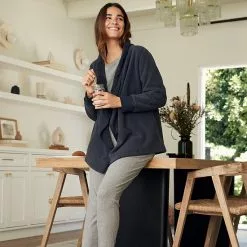 Women's Koolaburra By UGG Microfleece & Sherpa Open Cardigan Blue -Koolaburra Boots Shop unnamed file 653