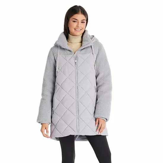 Women's Koolaburra By UGG Mixed-Media Puffer Coat Cloud Blue 1 Women's Koolaburra By UGG Mixed-Media Puffer Coat Cloud Blue
