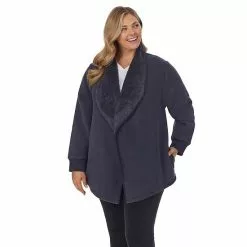Plus Size Koolaburra By UGG Microfleece & Sherpa Open Cardigan Black -Koolaburra Boots Shop unnamed file 975